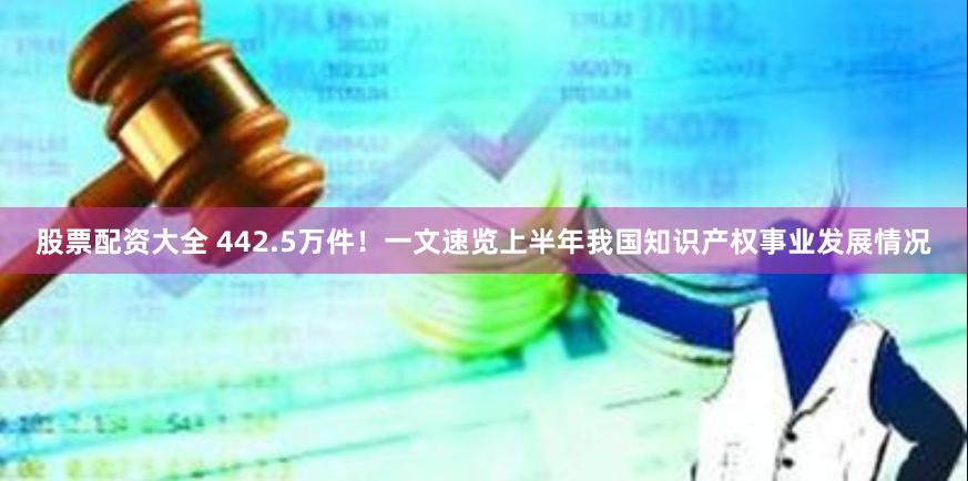 股票配资大全 442.5万件！一文速览上半年我国知识产权事业发展情况